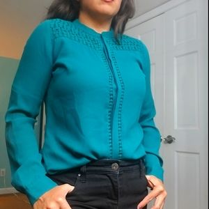 Turquoise Button-up Blouse size 4
